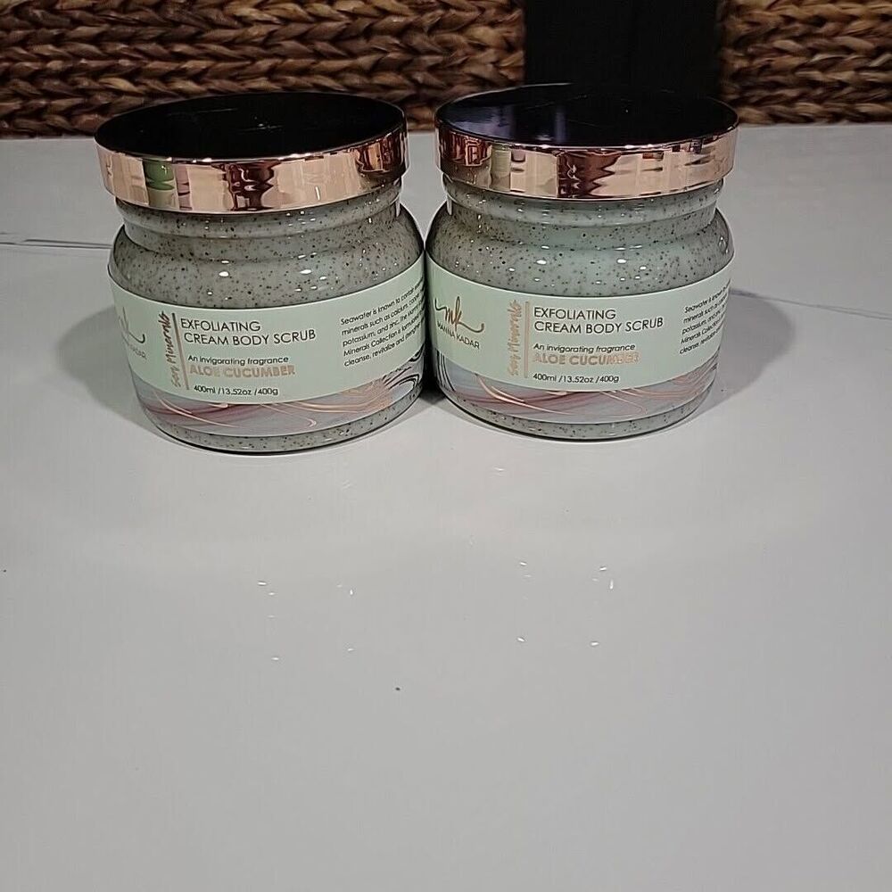 Manna Kadar Sea Minerals Exfoliating Cream Body Scrub Aloe Cucumber 2 Jars HB6